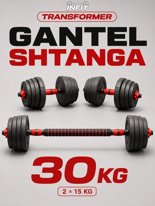 Gantellar va shtangalar to'plami, sport, fitnes, trenajor, 2 tasi 1 da, 10-30 kg - 