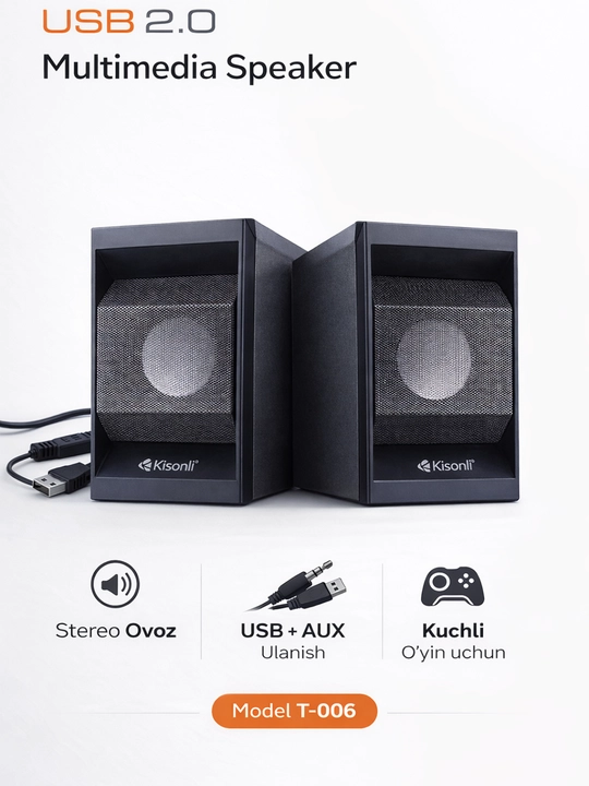 Компьютерные колонки Kisonli X28, X3, T-006, 2.0 с питанием от USB, 20 000 кГц
