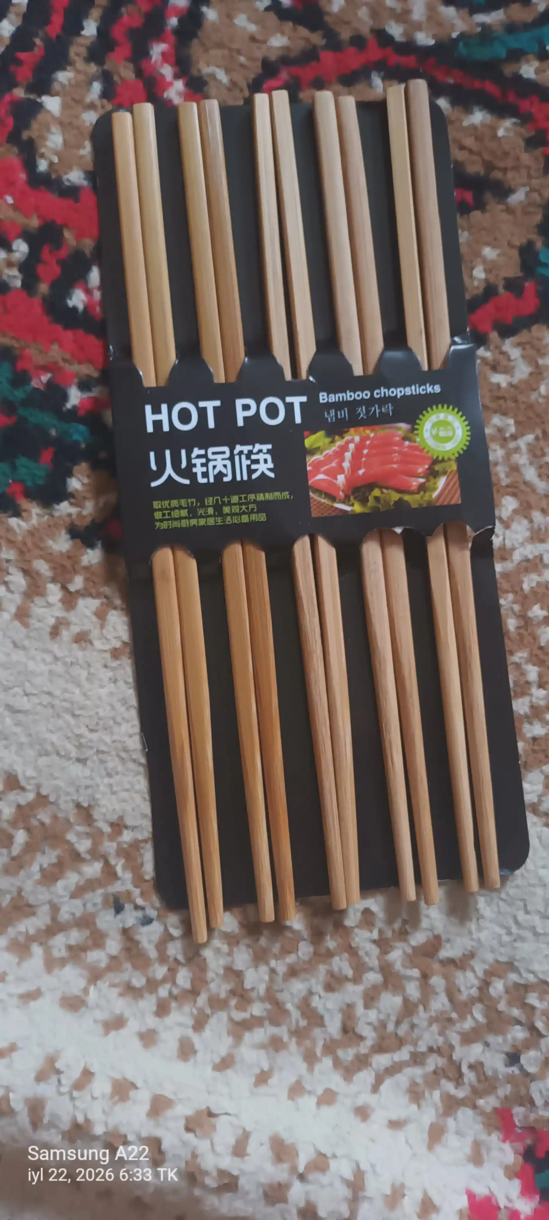 Ko'pmartalik xitoy tayoqchalar -5 juft, bambuk metal plastikdan, sushi ramyon rollar uchun
