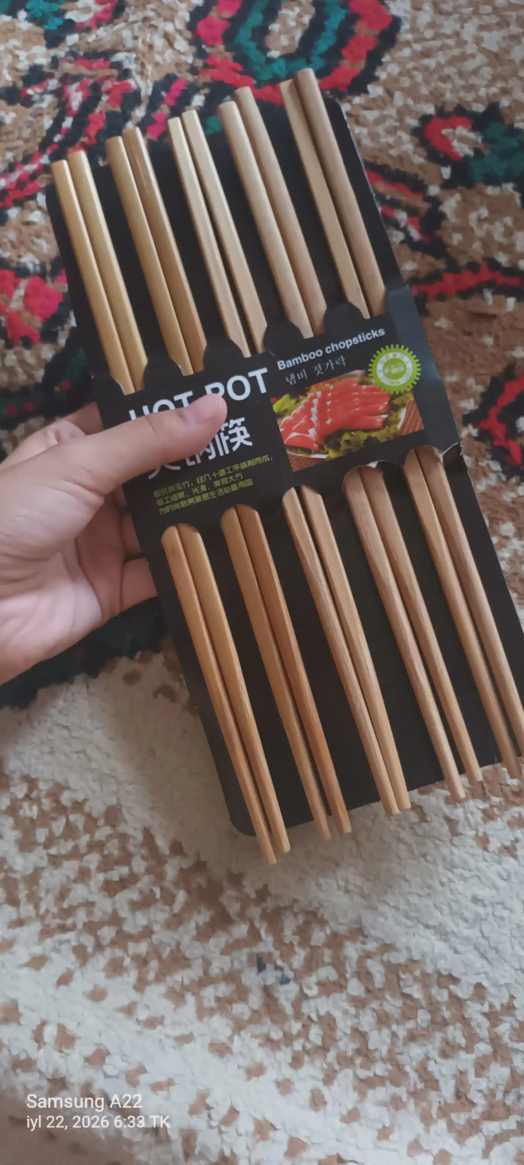 Ko'pmartalik xitoy tayoqchalar -5 juft, bambuk metal plastikdan, sushi ramyon rollar uchun