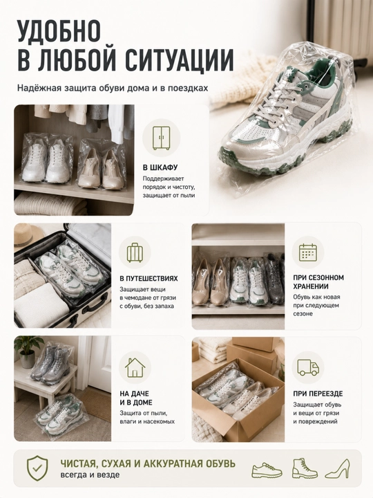Ваккумные пакеты для хранения одежды и обуви, термоусадочные, 3 размера, 6/10/15 шт