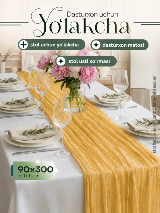 G'ijim matoli dorojka oshxona uchun dasturxon stol, ramazon dasturxoni - 