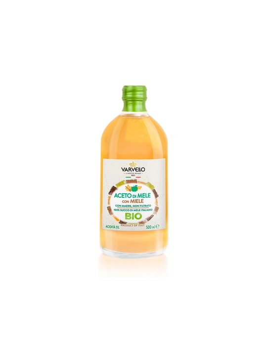 Яблочный уксус без фильтрации с медом марка Varvello Organic 500ml - 