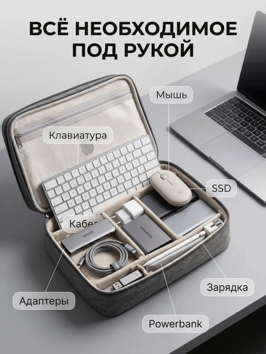 Gadjet va kabellar uchun sayohat organayzeri, elektronika aksessuarlari sumkasi