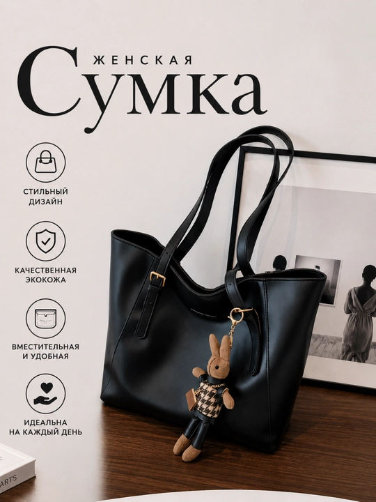 Сумка женская через плечо, шоппер, сумка для учёбы и работы, вместительная, эко-кожа