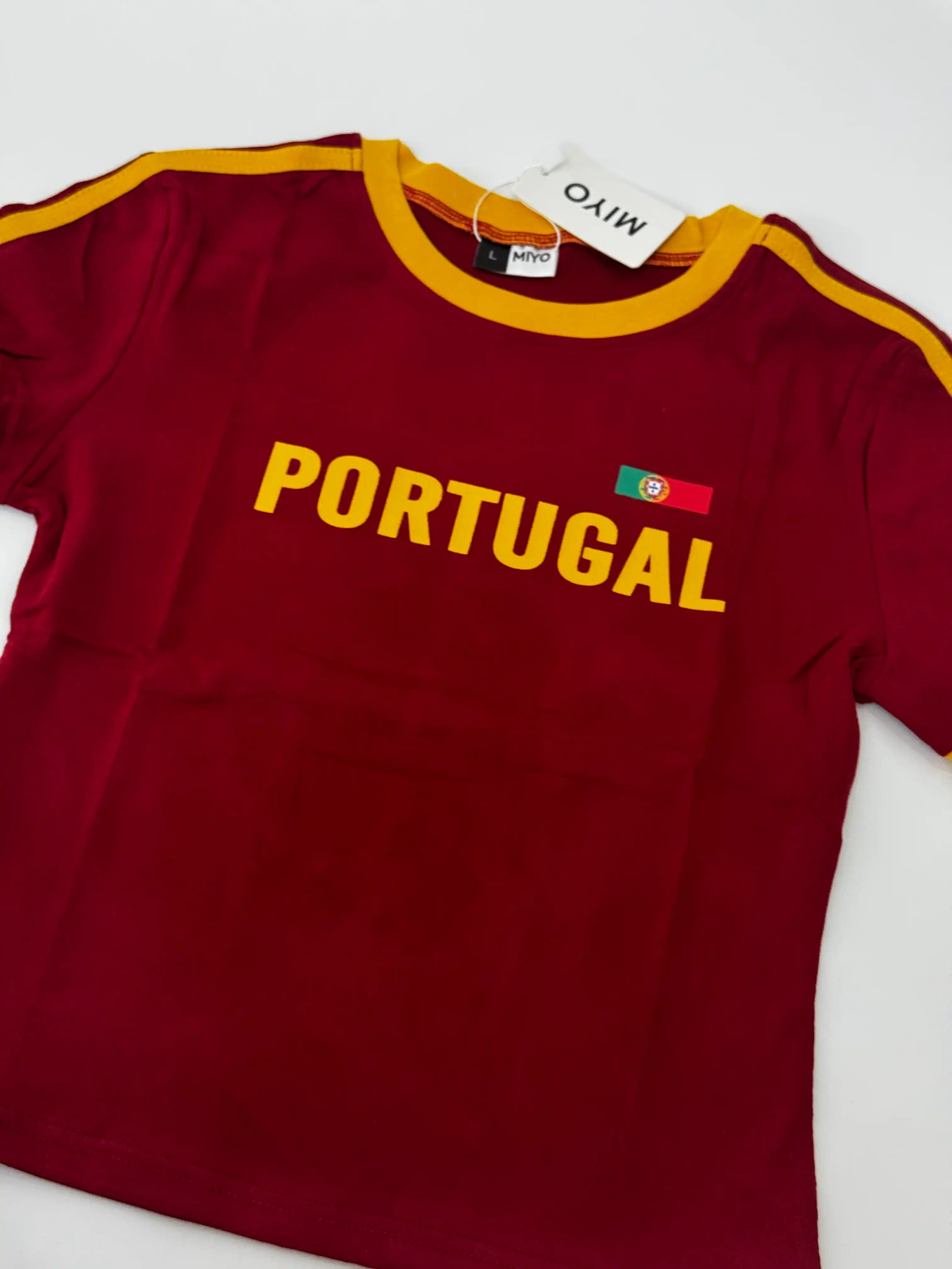 MIYO ayollar uchun futbol uslubidagi Y2K crop top, paxta va elastan