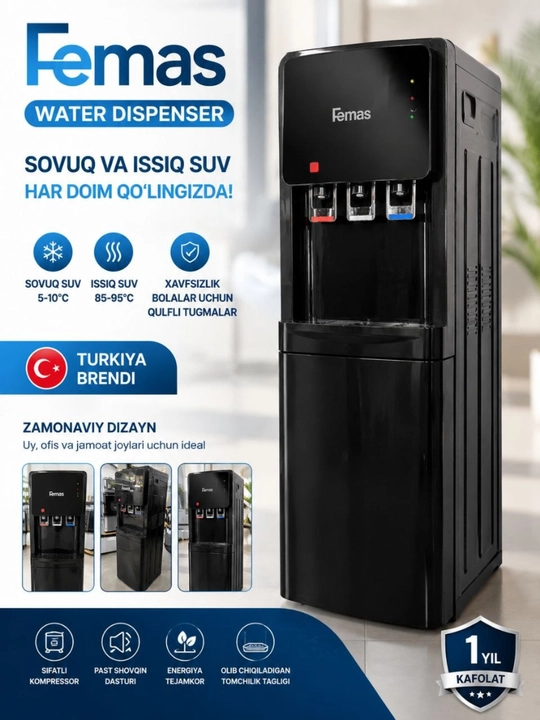 Suv kuleri, dispenser, issiq suv, sovuq suv, ofis uchun kuler, uy uchun kuler - 
