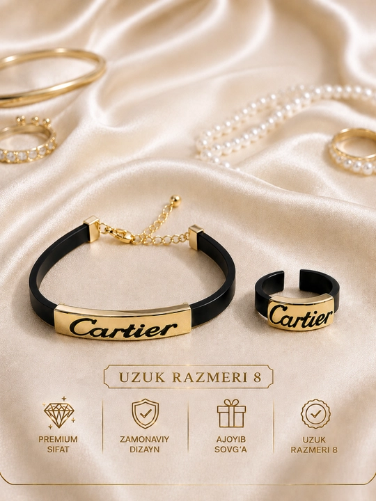Cartier uslubidagi bilaguzuk va bilakuzuklar to'plami - 