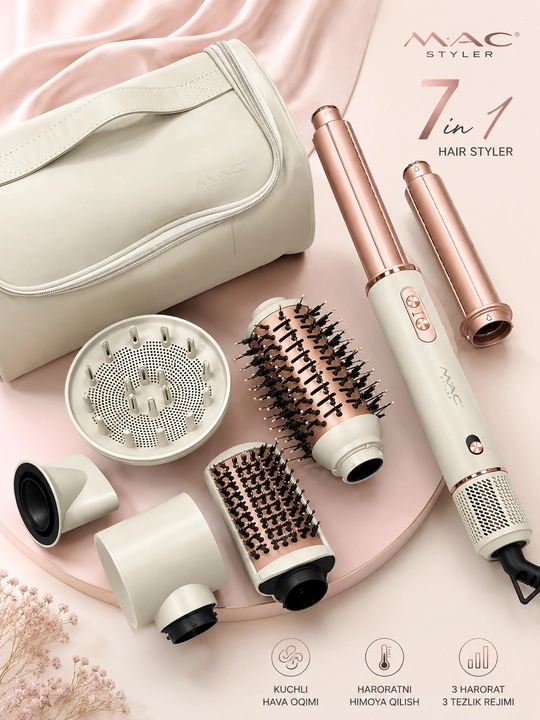 Mac Styler 7 ta 1 da Mac 7/1 MC-6770 avtomatik soch olish to‘plami