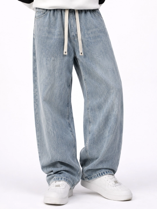Erkaklar va ayollar uchun baggy jeans, oversize, keng, uniseks jinsi, rezinkali - 