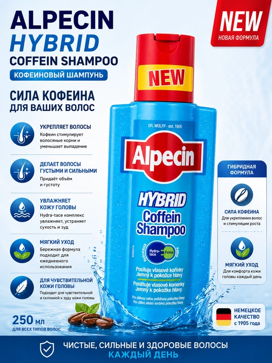 Шампунь против выпадения волос Coffein HYBRID 250 мл - 