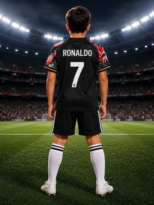Real Madridning bolalar futbol formasi Ronaldo 7 (ajdar dizayni)