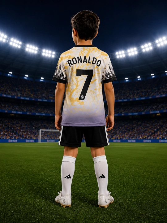 Real Madridning bolalar futbol formasi Ronaldo 7 (ajdar dizayni)