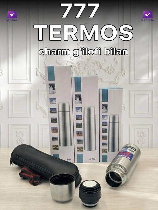 777 termos, charm g'ilofi bilan, 1 litr / 0.75 litr / 0.5 litr
