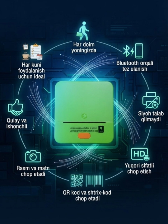 Bluetooth termal yorliq printeri iTech T1