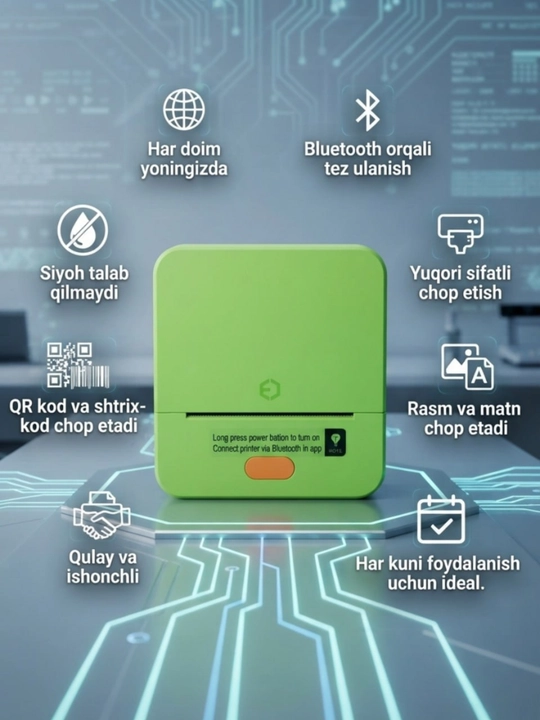 Bluetooth termal yorliq printeri iTech T1