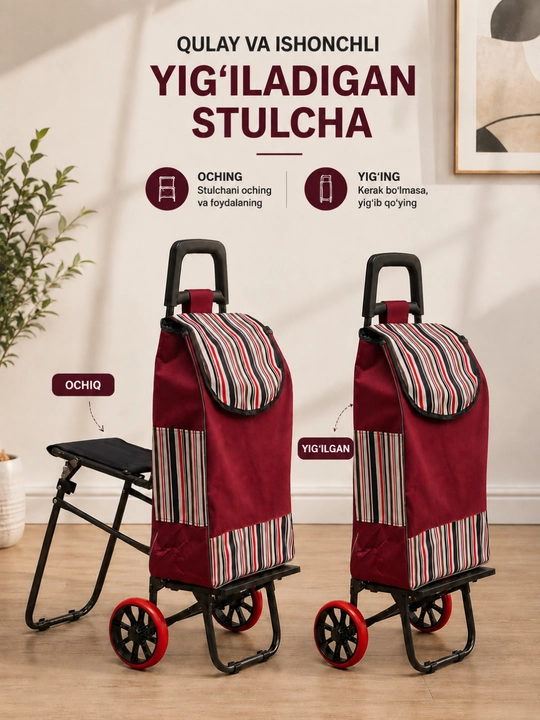 Zinalardan chiqishga mos portativ savdo aravachasi (buklanadigan, yengil)