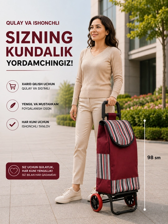 Zinalardan chiqishga mos portativ savdo aravachasi (buklanadigan, yengil)