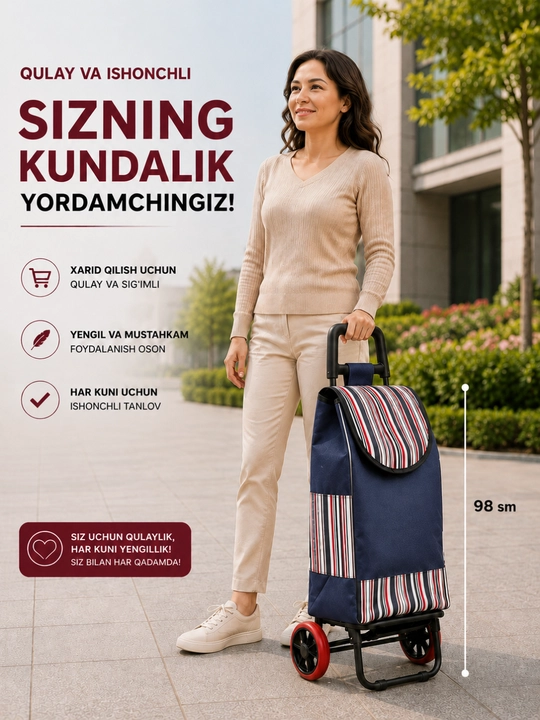 Zinalardan chiqishga mos portativ savdo aravachasi (buklanadigan, yengil)