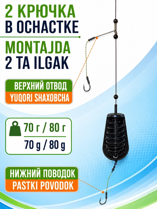 Fider oziqa idishi, 2 ilgak, 70–80 g