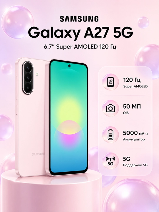 Samsung Galaxy A27 5G  Super AMOLED FHD + дисплей с частотой обновления 120 Гц