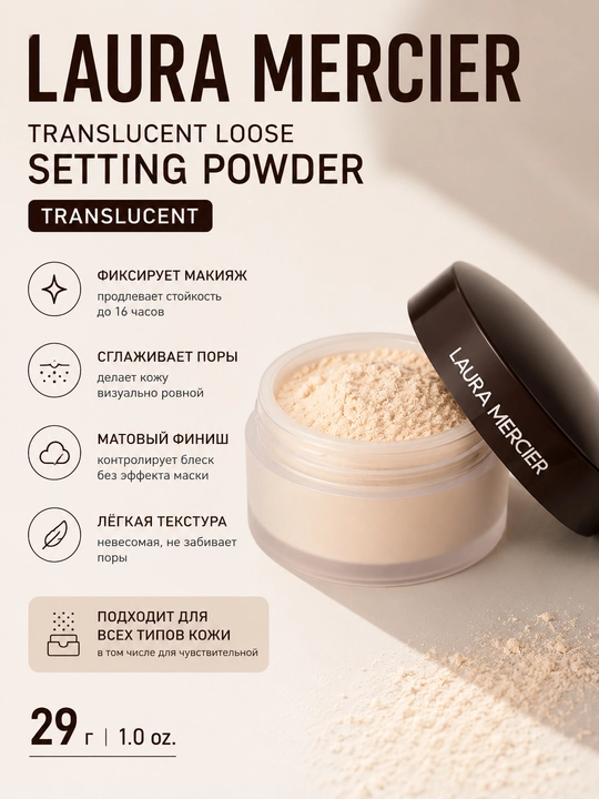Laura Mercier Translucent Loose Setting Powder рассыпчатая пудра, 29 г - 