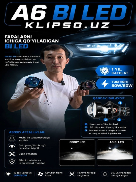 Светодиодные BI-фары для автомобилей Chevrolet A6 - 