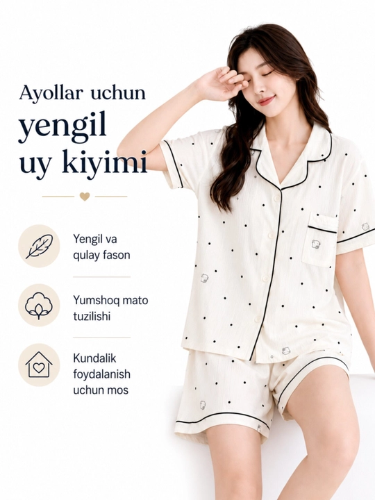 Ayollar pijamasi, uy kiyimi, tungi pijama - 