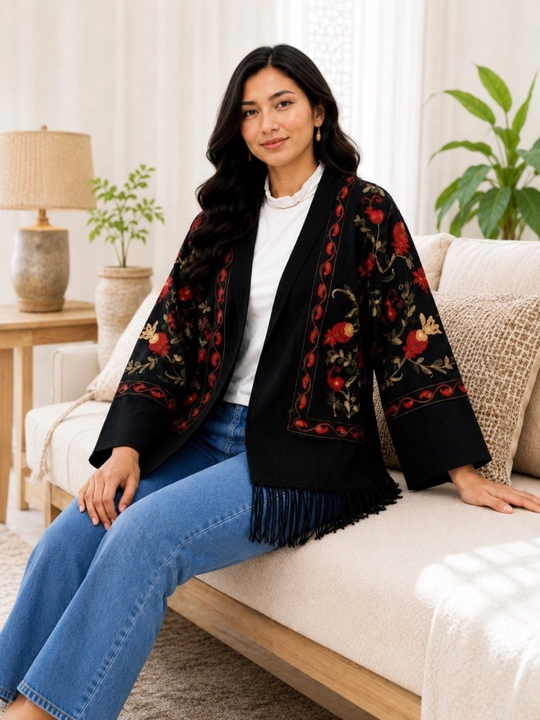 Ayollar kardigani, milliy naqshli poncho