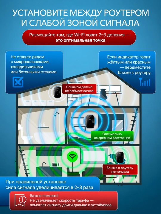 2.4 GHz WiFi kuchaytirgich, 300 Mbit/s repiter, 6 antennali, uy uchun