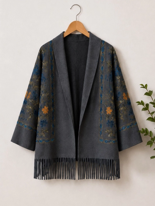 Женский кардиган, пончо с национальным узором, oversize 46–56 - 