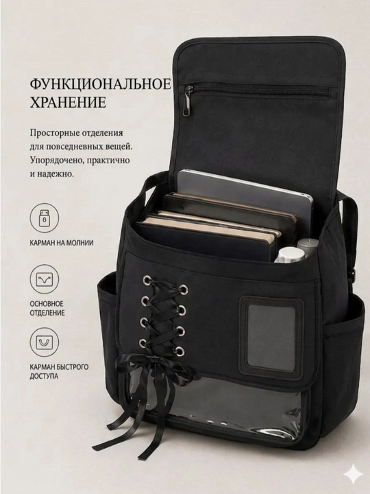Женская сумка для школы, сумка через плечо, прозрачная сумка в стиле Y2K с карманами