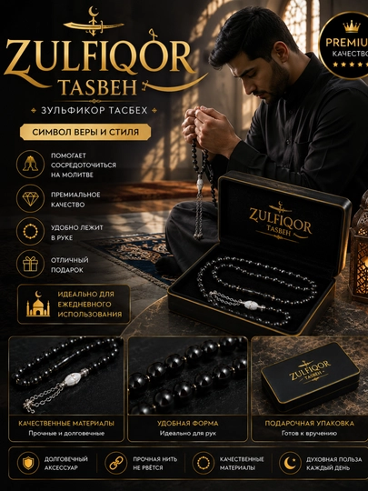 ZULFIQOR premium tasbeh 33 donali premium tasbeh nafis va hashamatli tasbeh - 