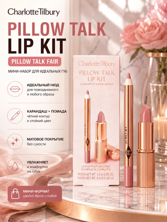 Charlotte Tilbury Pillow Talk Lip Kit мини-набор для губ Pillow Talk - 
