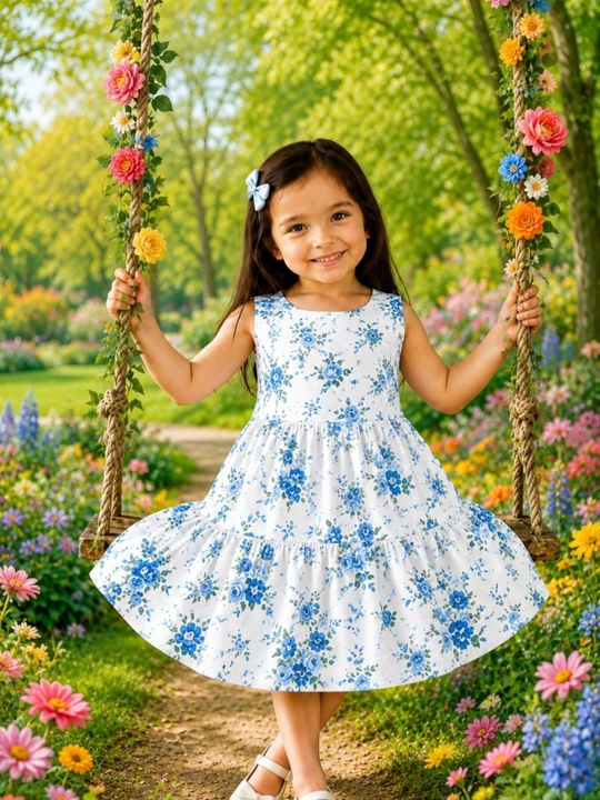 Qizaloqlar yozgi ko'ylagi HB satin 2–7 yosh gul print yengil havo o'tkazuvchi