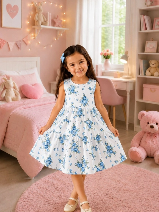 Qizaloqlar yozgi ko'ylagi HB satin 2–7 yosh gul print yengil havo o'tkazuvchi