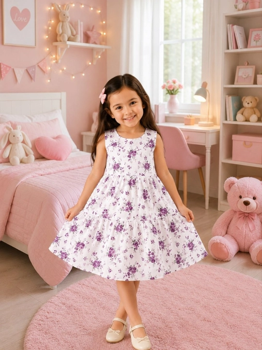 Qizaloqlar yozgi ko'ylagi HB satin 2–7 yosh gul print yengil havo o'tkazuvchi