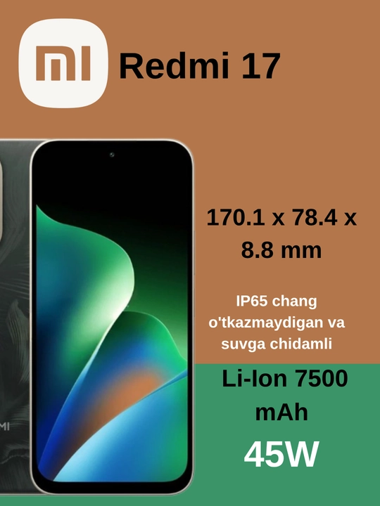 Смартфон Redmi 17 4g, IPS LCD 120 Гц, 7500 мАч, 50 МП, NFC, IP65
