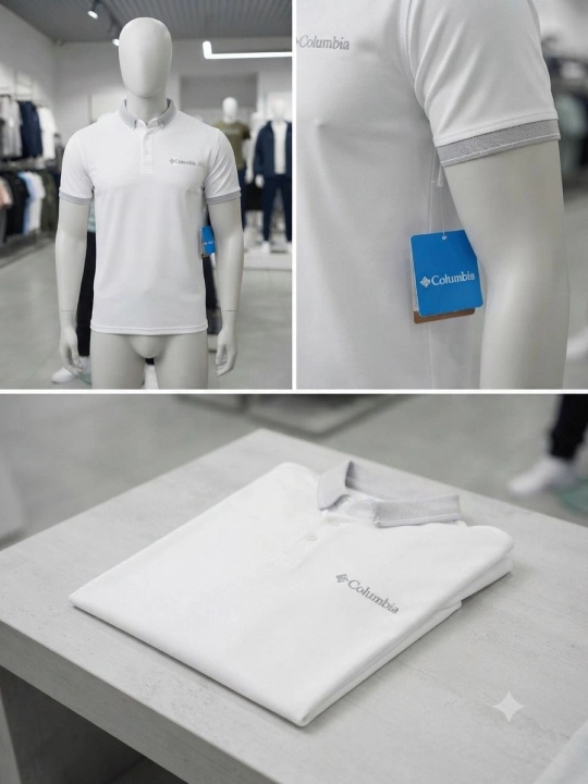 Erkaklar polo futbolkasi Columbia, 50% paxta, yozgi. Turkiyada ishlab chiqarilgan
