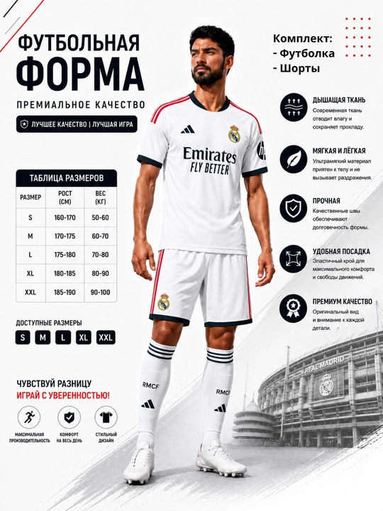 Milliy terma jamoa va klublar Real Madrid, Barselona, Manchester Siti, Arsenal Chelsi