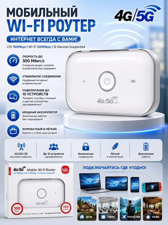 Cho'ntak Wi-Fi, router, sim kartalik wi fi router, 4G, LTE