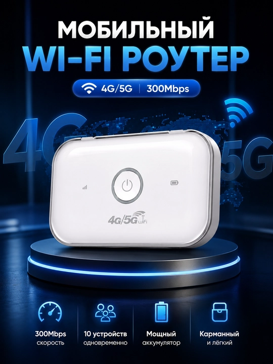 Cho'ntak Wi-Fi, router, sim kartalik wi fi router, 4G, LTE - 