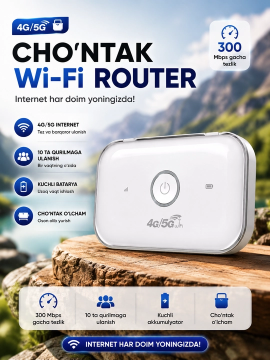 Cho'ntak Wi-Fi, router, sim kartalik wi fi router, 4G, LTE
