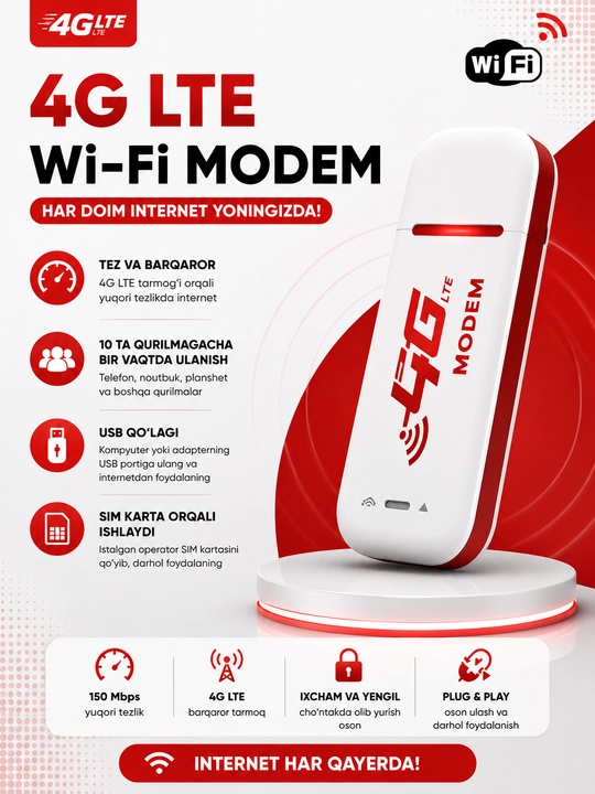 Cho'ntak Wi-Fi, router, sim kartalik wi fi router, 4G, LTE