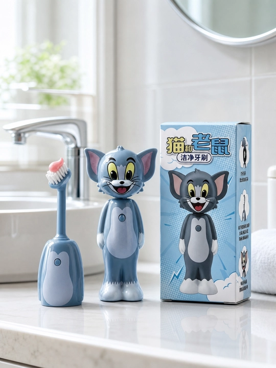 Tom va Jerry multfilmi bolalar tish cho'tkasi, yumshoq tuklar, yig'ib olinadigan dizayn