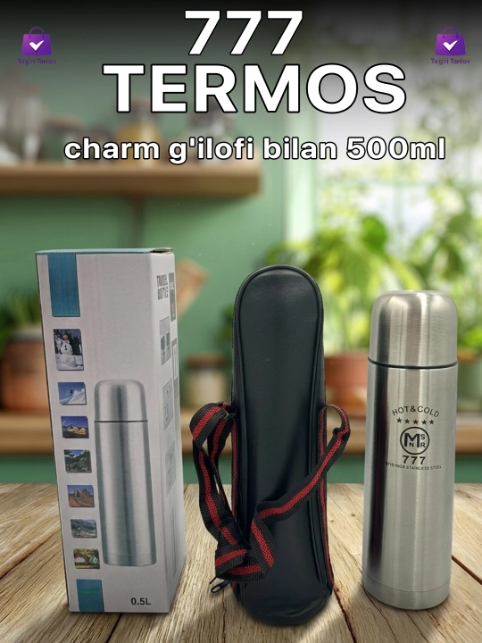 777 termos, charm g'ilofi bilan, 1 litr / 0.75 litr / 0.5 litr