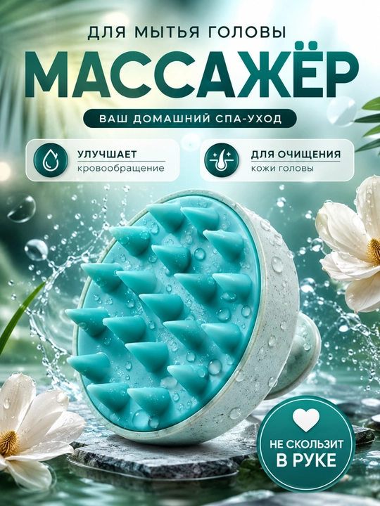 Массажная щетка, расческа для мытья волос, для кожи головы и тела