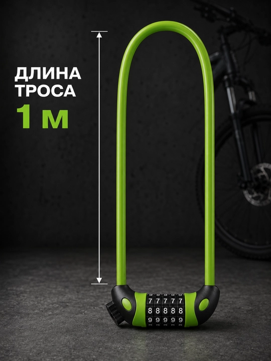 Velosiped qulfi kodli, 5 raqamli, spiral kabel va rama ushlagichi bilan