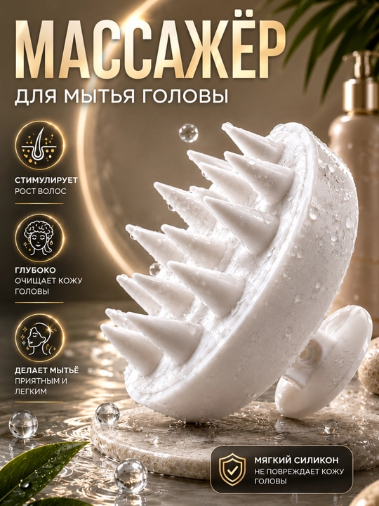 Массажная щетка, расческа для мытья волос, для кожи головы и тела