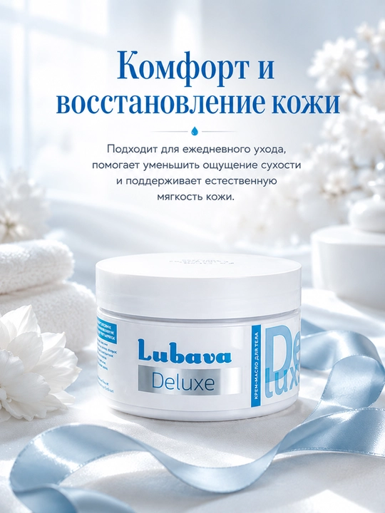 Крем-масло для тела, увлажнение и восстановление, Любава Deluxe, 250 мл